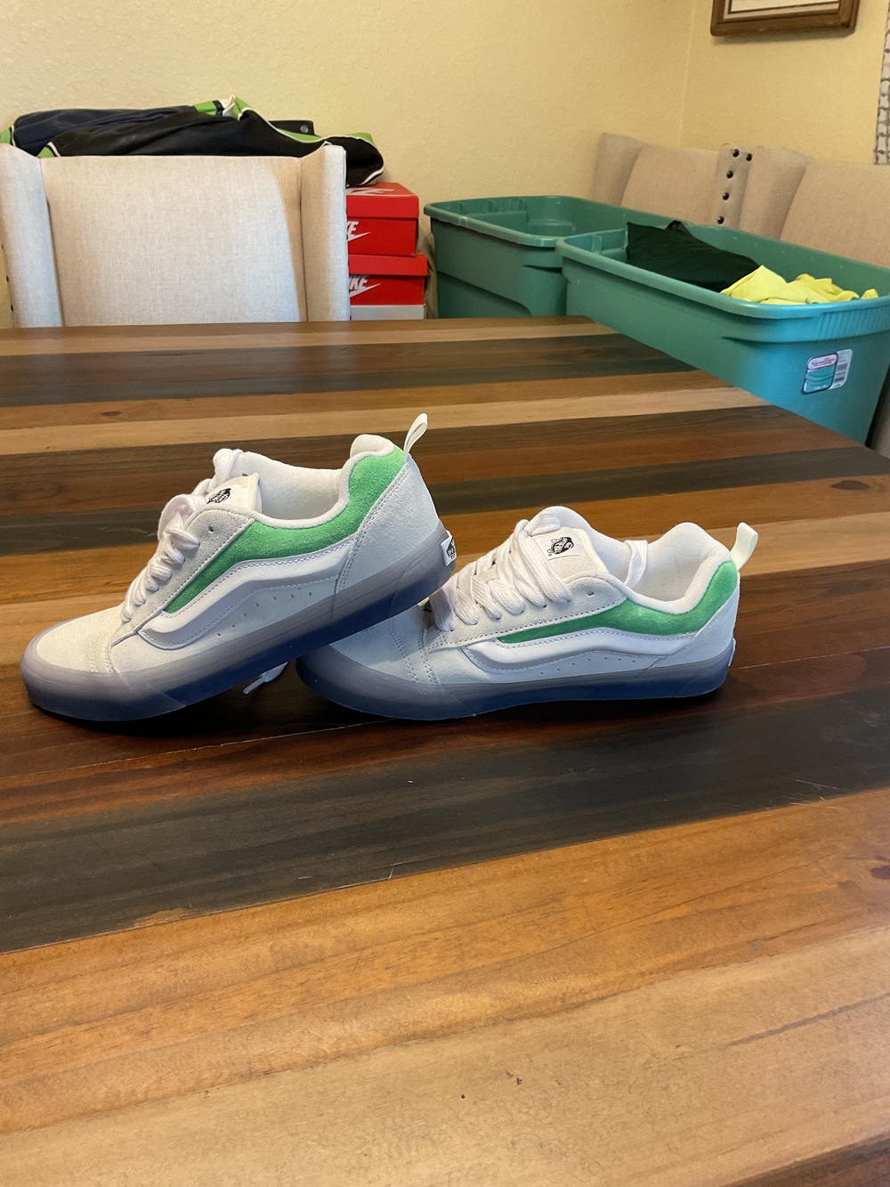 Vans Knu Skool Translucent "White Green" sneakers Excellent Condition 9.5 Men